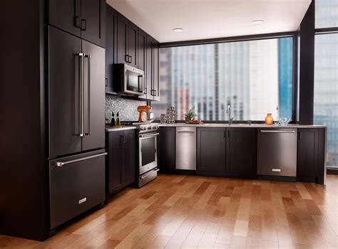 dark cabinets black stainless steel|black stainless steel kitchen cabinets.